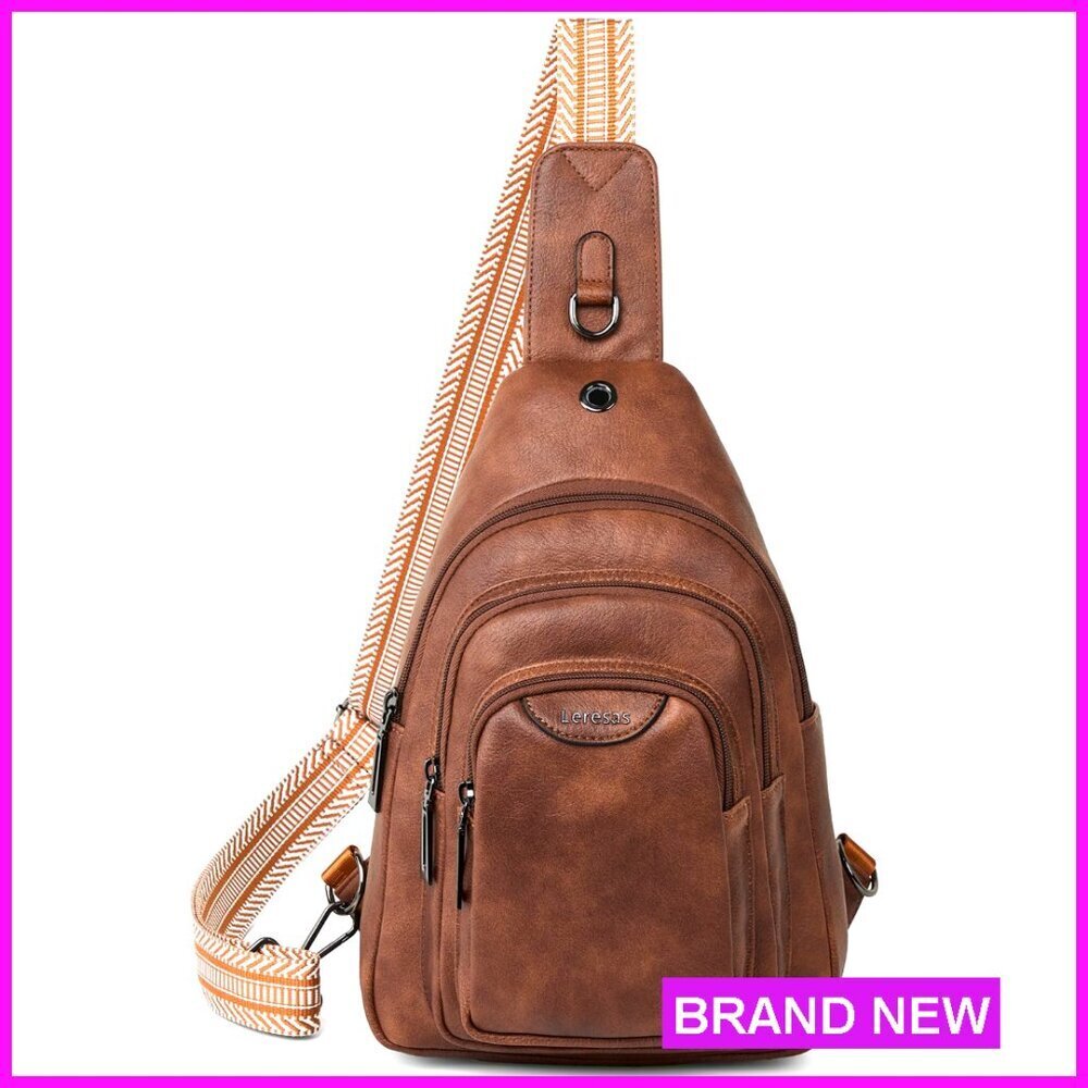 10L Anti-Theft Crossbody Sling Bag Faux Leather Adjustable Strap 6 Pockets
